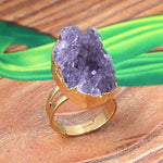 Natural Purple Quartz Amethysts Ring Irregular Shape