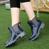 2022 new fashion quality lady PVC rubber shoes warm rain boots bright women's high-heeled elastic low-tube rainboots women shoes