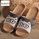 Men Slippers Sandals Flip Flops New Summer Hemp Fashion Indoor Home Cartoon Non-Slip Children Women Shoes Man Slides Casual