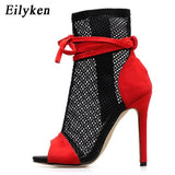 Eilyken Zipper Boots Sandals Black Mesh