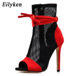 Eilyken Zipper Boots Sandals Black Mesh