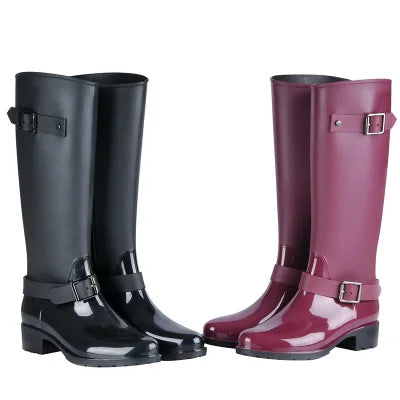 2021 New Fashion Women Shoes Punk Style Heel Riding Boots Zipper Shoes Knight Tall Boots Women Rain Boots Large Size 40