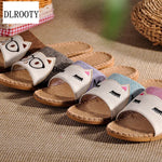 Men Slippers Sandals Flip Flops New Summer Hemp Fashion Indoor Home Cartoon Non-Slip Children Women Shoes Man Slides Casual