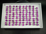 15Pcs/Lot Fashion Natural Amethyst Purple Stone Silver Plated Rings