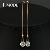 UMODE 2 carat AAA+ Cubic Zircon Drop Line Long Earrings piercing Cubic Zircon jewelry Brincos Boucle D'oreille Oorbellen JE0229A