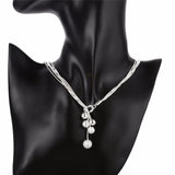 Silver Jewelry Set for Women Snake Chain Beads Y-Shape Necklace Bracelet Earrings 3 pcs Bridal Jewellery Sets Factory Price