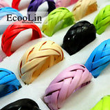 Multicolor Hand made Weave Ribbon Braided Wood Rings