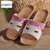 Men Slippers Sandals Flip Flops New Summer Hemp Fashion Indoor Home Cartoon Non-Slip Children Women Shoes Man Slides Casual