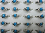 Blue Malay Jade Light Sky Blue Turquoise Silver Plated Rings