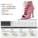 2021 Cool Boots Sandals Women Shoes High-top Peep Toe High Heels 11cm Hollow out Straps Thin Heels Nightclub Female Model Shoes