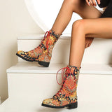 high heel ankle boots women shoes winter woman embroidered boots botines mujer botte femme bottine Flower AB908