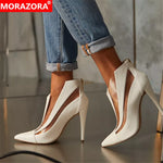 MORAZORA 2022 big size 48 ankle boots for women shoes pointed toe zip sexy thin high heel boots fashion summer shoes ladies