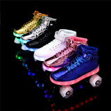 New Style Led Rechargeable 7 Colorful Luminous Double Row 4 Wheel Roller Skates Patines Outdoor Men Women Shoes