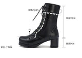 Ladies Ankle Boots Women Shoes Sweet Lace Lolita Lovely Cosplay Platform Ladies High Heels Boots Woman Plus Size 43 u303