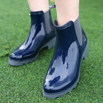 2022 new fashion quality lady PVC rubber shoes warm rain boots bright women's high-heeled elastic low-tube rainboots women shoes