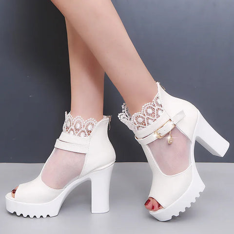 2021 new Women Shoes High Heel Sexy Square Heel Sandals Women Pumps Party Ladies Shoes Peep toe Breathable Pumps Shoes uik89