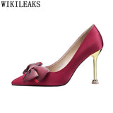 Pumps Women Shoes Butterfly-knot Wedding Shoes Bride Elegant Shoes Fetish High Heels Tacones Altos Mujer Pointed Toe High Heels