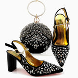 New Arrival Winter Black Color Italian Design Women Shoes and Bag African Matching Shoes and Bag for Royal Party