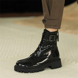 Patent Leather Boots Fur