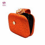 Orange Color Italian Design Italian Women Shoes and Bag Set Nigerian Ladies Matching Shoes and Bag with Shinning Crystal