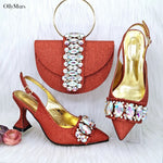 African Style High Heels Shoes And Purse Set