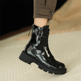 Patent Leather Boots Fur