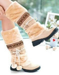 Winter Warm Thickened Fur Over Knee High Heel Boots