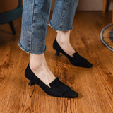 2023 Spring/Autumn Sheep Suede Women Shoes LEISURE Women Pumps Square Toe Heels Shoes Women Women Shoes Zapatos De Mujer Tassel