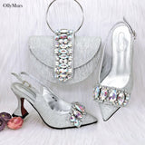 African Style High Heels Shoes And Purse Set