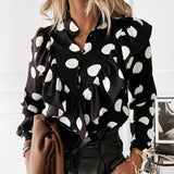 V-neck Blouse  Chiffon Polka Dot