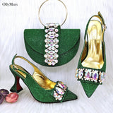 African Style High Heels Shoes And Purse Set