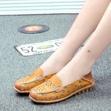 Women flat shoes 2022 new fashion ballet summer flower print women shoes genuine leathe loafers ladies flats shoes woman