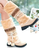 Winter Warm Thickened Fur Over Knee High Heel Boots