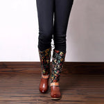 Retro Printed Flower Cowgirl Boots