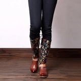 Retro Printed Flower Cowgirl Boots