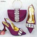 African Style High Heels Shoes And Purse Set