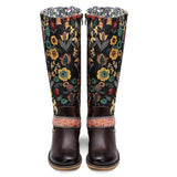 Retro Printed Flower Cowgirl Boots