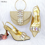 Hot Selling African Style High Heels Shoes And Purse Set For Party Nigerian Summer Women Shoes And Matching Bag Set