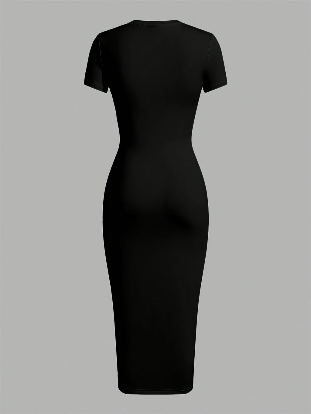 Print Slim-fit Crew-neck Short-sleeved Dress