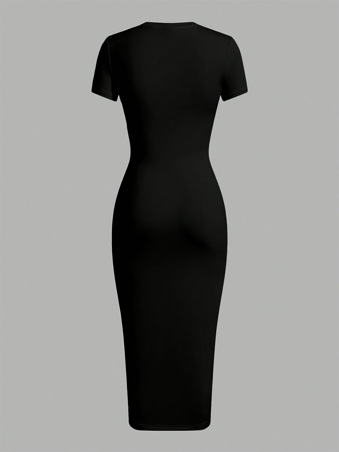 Print Slim-fit Crew-neck Short-sleeved Dress