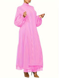 Two Piece Long Lantern Sleeve Slit Sweater Dress