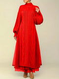 Two Piece Long Lantern Sleeve Slit Sweater Dress