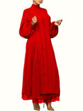 Two Piece Long Lantern Sleeve Slit Sweater Dress