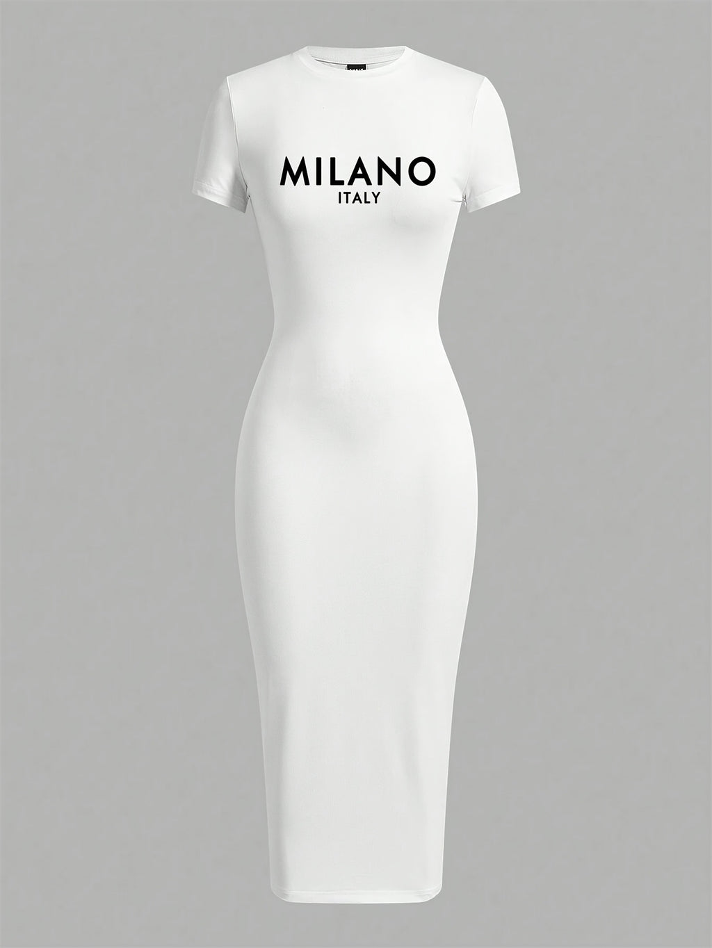Print Slim-fit Crew-neck Short-sleeved Dress
