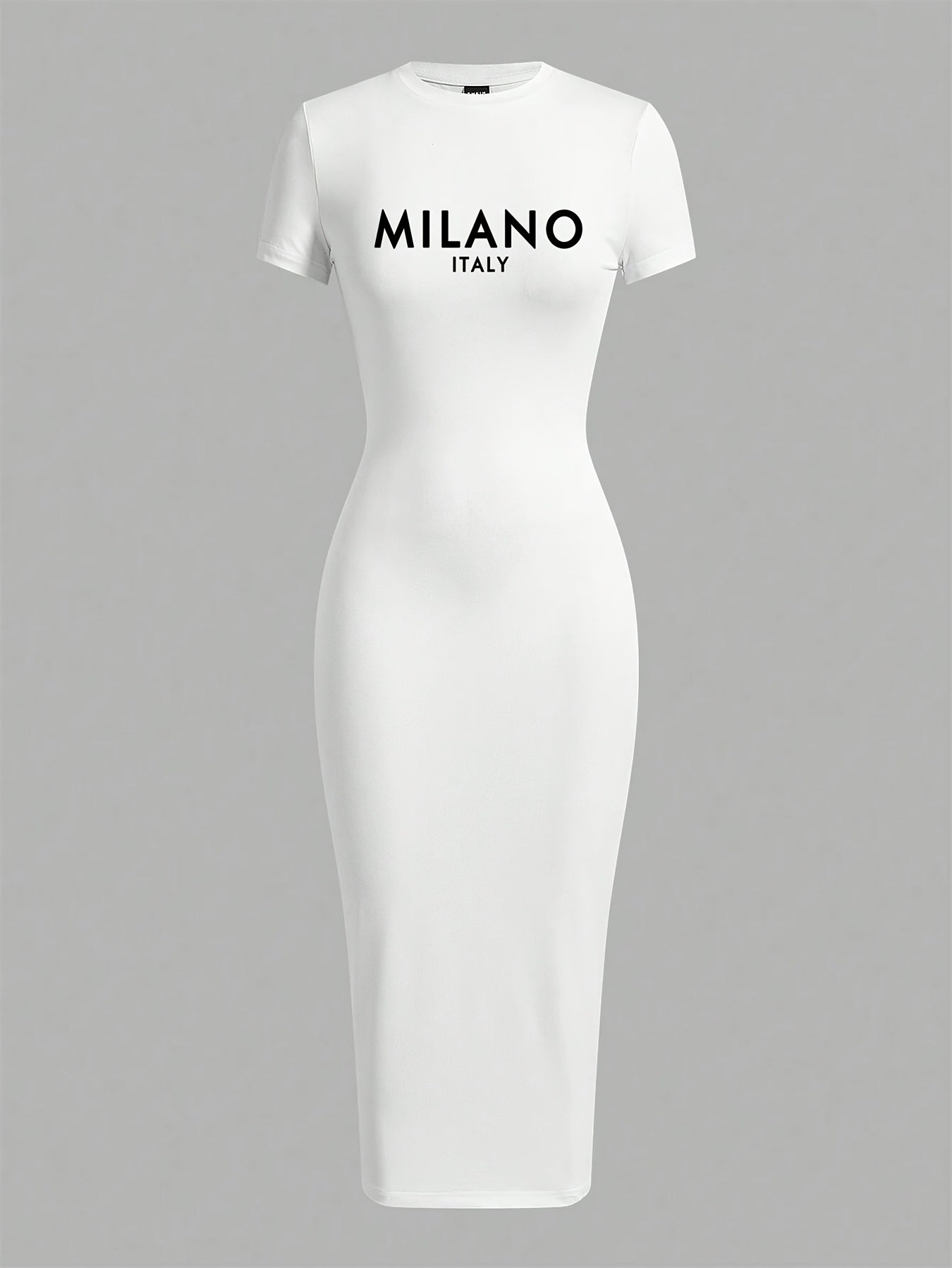 Print Slim-fit Crew-neck Short-sleeved Dress