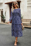 Smocked Flounce Sleeve Midi Dress