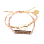 Sanded Namaste Cowrie Shell Bracelet