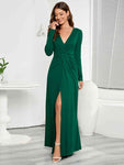 V-Neck Long Sleeve Split Dress