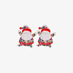 Rhinestone Alloy Santa Earrings