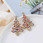 Rhinestone Alloy Christmas Tree Earrings